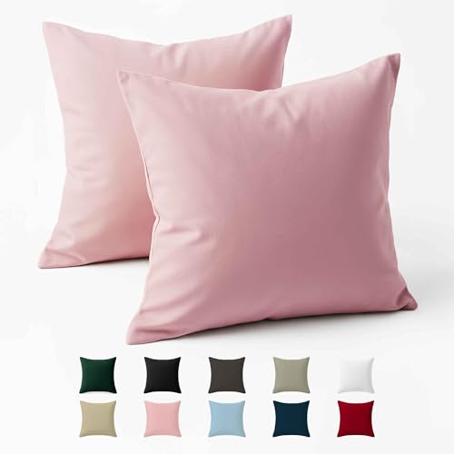 Kissenbezug 40x40 Baumwolle Renforcé (2er-Set) - Rosa - Dicht gewebt mit 57 Fäden/cm - 40x40cm Kissenbezug - Oeko Tex Zertifiziert - Dreamzie