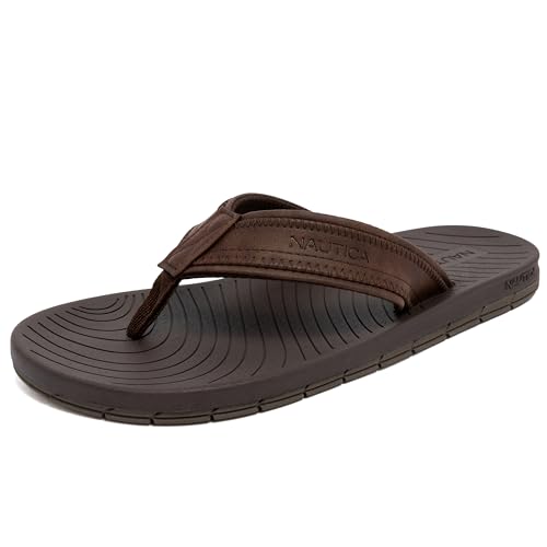 Image of Nautica Men's Flip Flop Shower Sandals Slides - Comfortable Waterproof Beach Footwear Slip-On Thong (Medium /Wide Width)