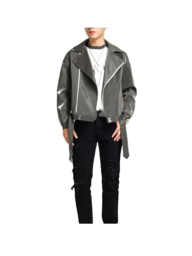 Veste en cuir PU brillante fini les looks ternes avec ce col rabattu