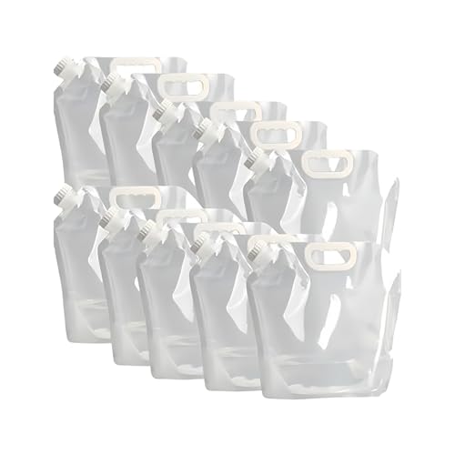 BDHD 水袋 食品等級 給水袋 持ち運び 給水タンク 旅行 登山 災害救助 キャンプ アウトドア 家庭用 水袋非常用給水バッグ ウォーターバッグ 避難防災グッズ 折り畳み 給水袋 大容量 持ち運び ウォータータンク 10個 大容量5L/10L アウトドアスポーツ、旅行、登山 (10L,ホワイト)