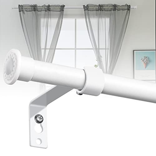 Decorative Curtain Rods for Windows 28 to 48 inch - 5/8\" Small Curtain Rod Set,Heavy Duty Rustic Cafe Drapery Rods with Brackets - Matte White