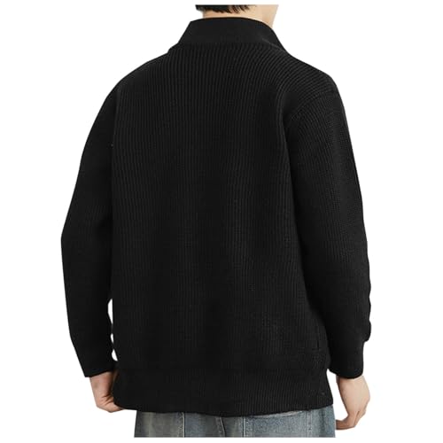 Akklian Mens Full Zip Cardigan Sweater Casual Ribbed Knitted Sweater Stand Collar Long Sleeve Regular-Fit Knitwear for Men2