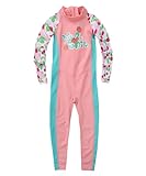 M2C Girls UPF 50+ Long Sleeve Rash Guard Swimsuit One Piece Swimwear Pink 9-10