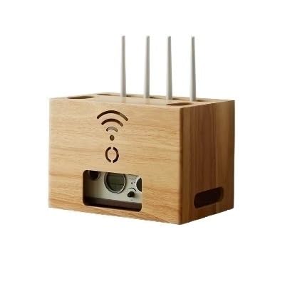 caja organizadora de cables Caja de almacenamiento WiFi for enrutador de escritorio, sin perforación, mueble de TV de madera maciza, caja de bloqueo y organización gestión de cables(Pine wood)