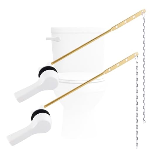 Hygie Rinse 2PCS Metal Toilet Handle Lever Flush Replacement, Universal Front Mount Toilet Handle with Stainless Steel Flapper Chains, Toilet Repair Kit, White