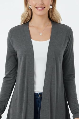 Image of ToBeInStyle Womens Open Front Long Sleeve Lightweight Asymmetrical Draped Cardigan with Side Pockets