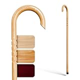 Cane Masters Handmade Wooden Walking Canes for Men and Women | Highly Durable American Hickory Wood Walking Cane | Ergonomic Handle and Body Grip, Anti-Slip Rubber Tip Wood Cane for Seniors