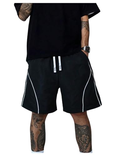 BEAUDRM Men's Y2K Drippy Shorts Summer Striped Baggy...