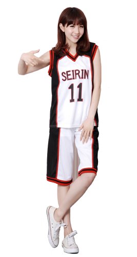 E-Mell Unisex Kuroko no Basuke Cosplay Kuroko Tetsuya Seirin NO.11 Basketball uniforms XXL White & Black