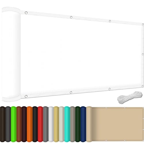 Voile d'ombrage rectangulaire 140 x 850 cm blanc, la solution contre la chaleur sur la terrasse
