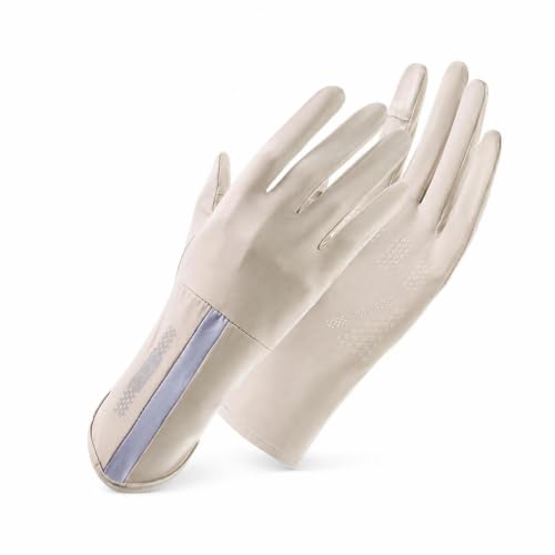 KAIYUEMAOYI Gants Anti Mitaines Protection Solaire pour Conduite et Cyclisme, Respirants et Écran, Beige
