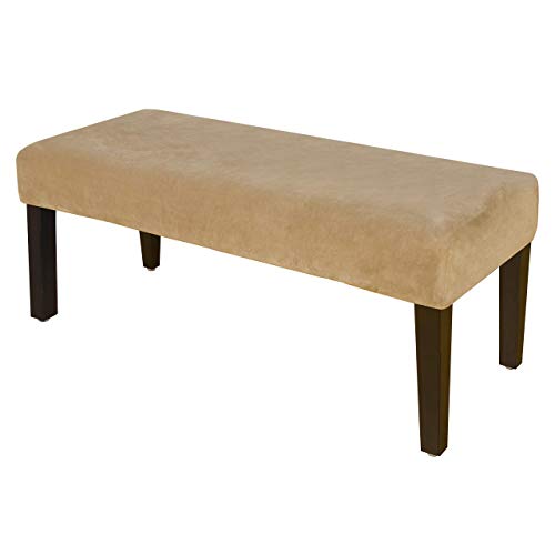LUSHVIDA Velvet Dining Room Bench Covers - Soft Stretch Spandex Upholstered Bench Slipcover, Removable Washable Bench Seat Furniture Protector for Living Room and Kitchen