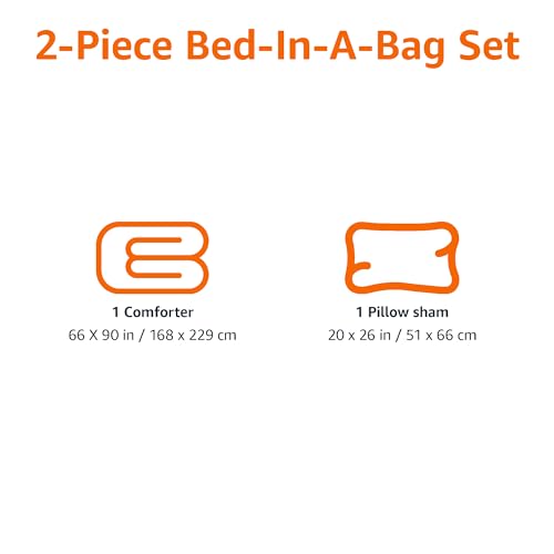 Amazon Basics 2-Piece Microfiber Kid's Comforter and Pillow Sham Set, All Seasons, Twin, Red, Solid view 3