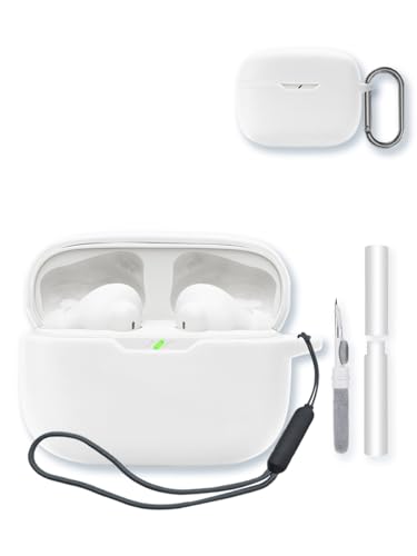 JBL Vibe Beam 2 True Wireless �m�C�Y�L�����Z�����O�C���z���p�P�[�X�A�\�t�g�v���e�N�V�����ABOVUGAC �V���R�[���P�[�X�J�o�[ �L�[�`�F�[��&�N���[�j���O�L�b�g&�������[�h�t�� JBL Vibe Beam 2-�z���C�g