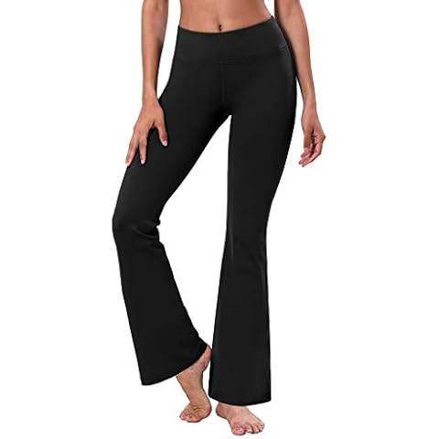 BUBBLELIME 29"/31"/33"/35" 4 Styles Women's Bootcut Yoga Pants Tummy Control - Basic Bootleg_Black S_35" Inseam Cover