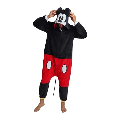 Disney Mickey Mouse Adult Long Sleeve Hooded Kigurumi Onesie Costume Cosplay Suit-Large