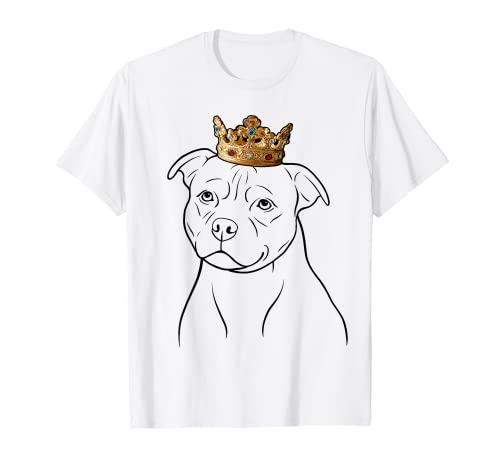 Staffordshire Bull Terrier dog wearing a crown T-Shirt, Black
