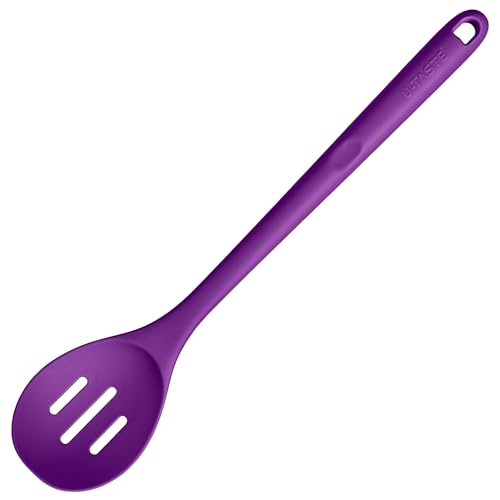 Image of U-Taste Silicone Slotted Spoon, 13.3 inch Long Large Mixing Spoon, Purple