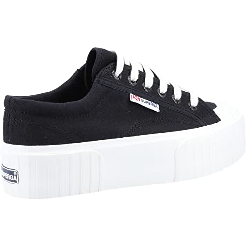 Superga 2631 Stripe Platform Ladies Trainers Black/White 5