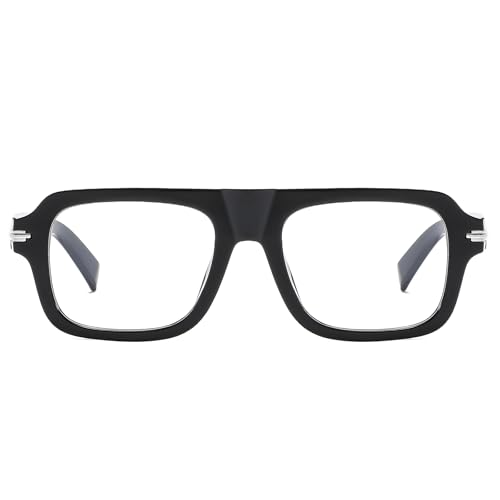 Image of LJCZKA Blue Light Blocking Glasses for Men Women Square Thick Frame Anti Eyestrain Computer Gaming Clear Lens Eyeglasses