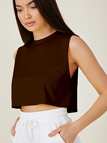 Image of Aahwan Women's & Girls' Sleeveless Oversized Crop Top /T-Shirt with Round Neckline