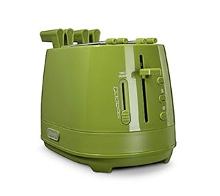 De'Longhi CTLAP2203.GR Tostapane con Pinze, Controllo Progressivo del Grado di Tostatura, Indicatori Luminosi, Cassetto Raccoglibriciole, Piedini Antiscivolo, Potenza 550 Watt, Plastica, Verde