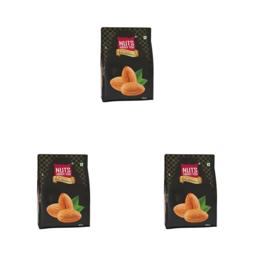 Image of Nuts About You Premium ALMONDS, 200 g | New Crop | Premium | 100% Natural | Badam | Fresh & Crisp | (Pack of 3)