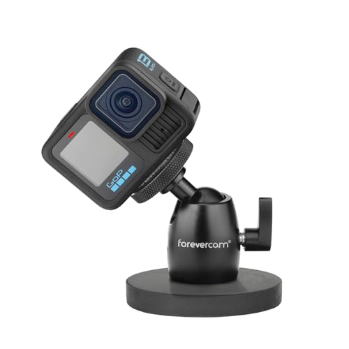 Forevercam Aluminum Magnetic Camera Mount for GoPro Hero 13/12/11/10/9/8 Insta360 Akaso DJI and Other Action Camera 360°Rotation Ball Head Gimbal 1/4-20 Lock Protector
