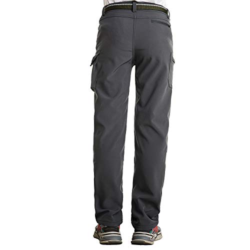 Jomlun Kids Boy's Youth Fleece Lined Hiking Pants Outdoor Soft Shell Snow Ski Waterproof Windproof Warm Cargo Insulated Pants Winter #TOP6
