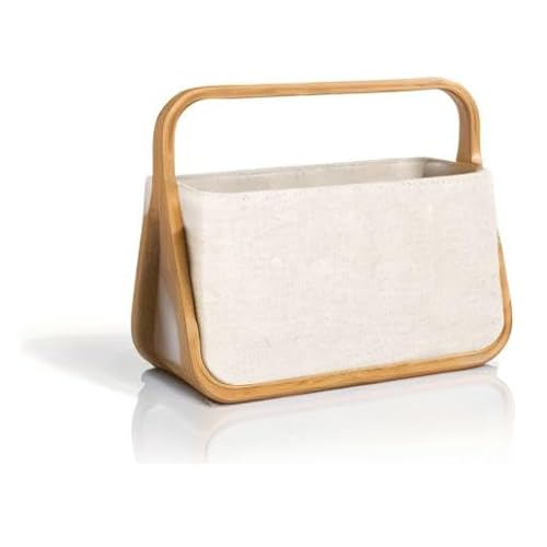 Prym Aufbewahrungskorb aus Segeltuch und Bambus, naturbeige, 45x27x37 cm – Bild 4