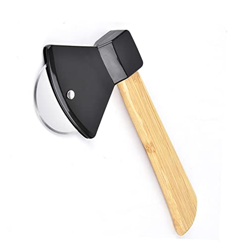 Fydun Ergonomic Pizza Cutter with 430 Steel Vane/Wing and Handle - Round Axe Design for Effortless Slicing At Home or Restaurants (Black)