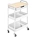 HOMCOM Carrito de Cocina con Ruedas Carro de Almacenamiento con Cajón Extraíble 2 Cestas y Frenos para Baño Salón Dormitorio 43,9x30,5x75,6 cm Blanco