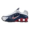 Nike Shox R4 Big Kids' Shoes (Midnight Navy/White/Metallic Silver/Gym Red) Size 5.5