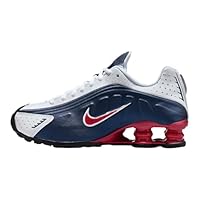 Nike Shox R4 Big Kids' Shoes (Midnight Navy/White/Metallic Silver/Gym Red) Size 5.5