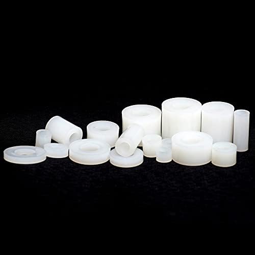 5mm / M5 White Nylon Spacers Plastic Standoffs Round Thick Washers, M5 x 10mm OD x 10mm Long - 5 Pack