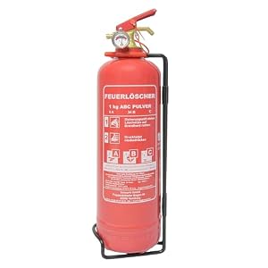 1kg Pulverlöscher, Feuerlöscher für Zuhause, Feuerlöscher Auto, ABC Pulver inkl. Halterung und Instandhaltungsschild