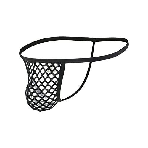 JEsilunmaMY Men's Fishnet Underwear Low Rise Hollow Out Bulge G-String T-Back Thongs See Through Mesh Bikini Brief Underpants