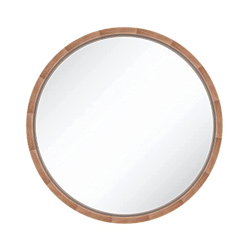 SIERSOE Round Wood Mirror 24 Inch, Wall Framed Bathroom Mirror for Vanity Farmhouse Rustic Mirror - Image 6