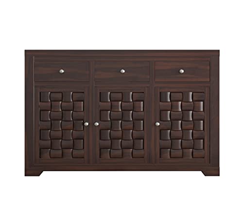 Image of Solid Sheesham Wood Cabinets & Sideboards for Living Room Bedroom (Reveka, Walnut Finish)