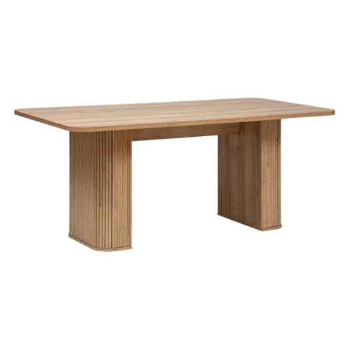 Atmosphera Créateur d'Intérieur - Table à Manger Colva Effet Bois - 6 Personnes - Rectangulaire Angles Arrondis - Protecteur de Sol - L180cm x H75cm