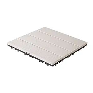 Sharpex WPC Deck Tiles with Interlocking | 1 Piece Floor Decking Water Resistant Tile for Balcony, Terrace, Garden, Poolside | Quick Flooring Solution for Indoor/Outdoor (Off White, 1 Piece)