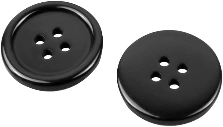 Image of Pack of 12 Buttons Diameter 25 mm,(1 inch) 4 Holed for Sewing and Art and Craft Round Buttons with 4 Holes| (Black Resin)