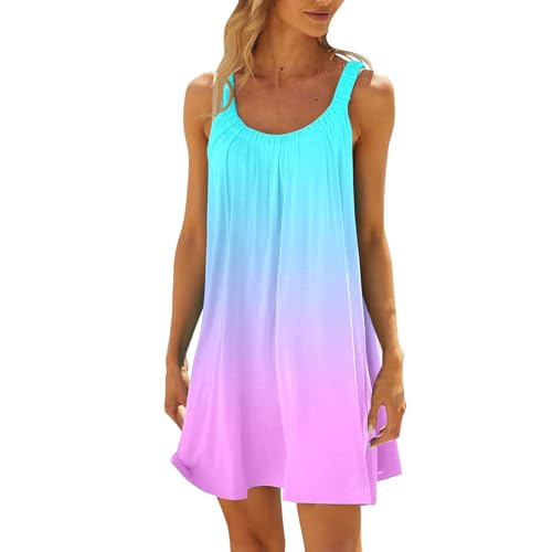 Generisch Strandkleider Damen Badeanzug Cover Up Ärmellos Rundhals Sommer Strand Tunika Strandponcho Elegante Beachkleider Bedecken Leichte Bikini...