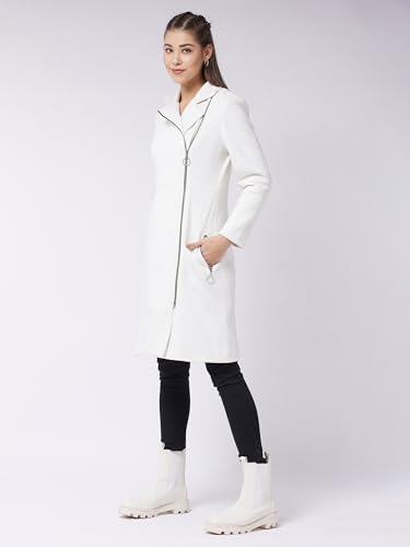 Image of Miss Chase Women's Polyester Knee Length V-Neck Full Sleeve Solid Jacket