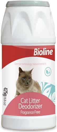 Bioline Cat Litter Deodorizer Natural Eco Friendly Fragrance Free 425g white/maroon