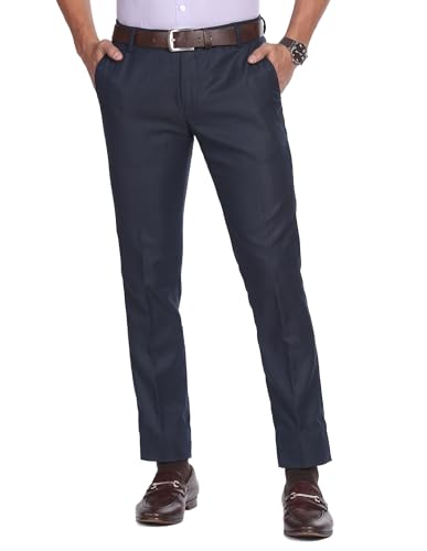 Image of Arvind AD Slim Fit Smart Flex Trousers