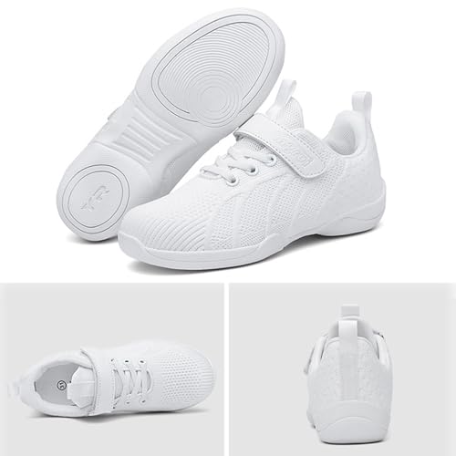 Youth Girls Boys White Cheerleading Shoes Athletic Training Tennis Breathable Competition Mesh Hook&Loop Cheer Sneakers2