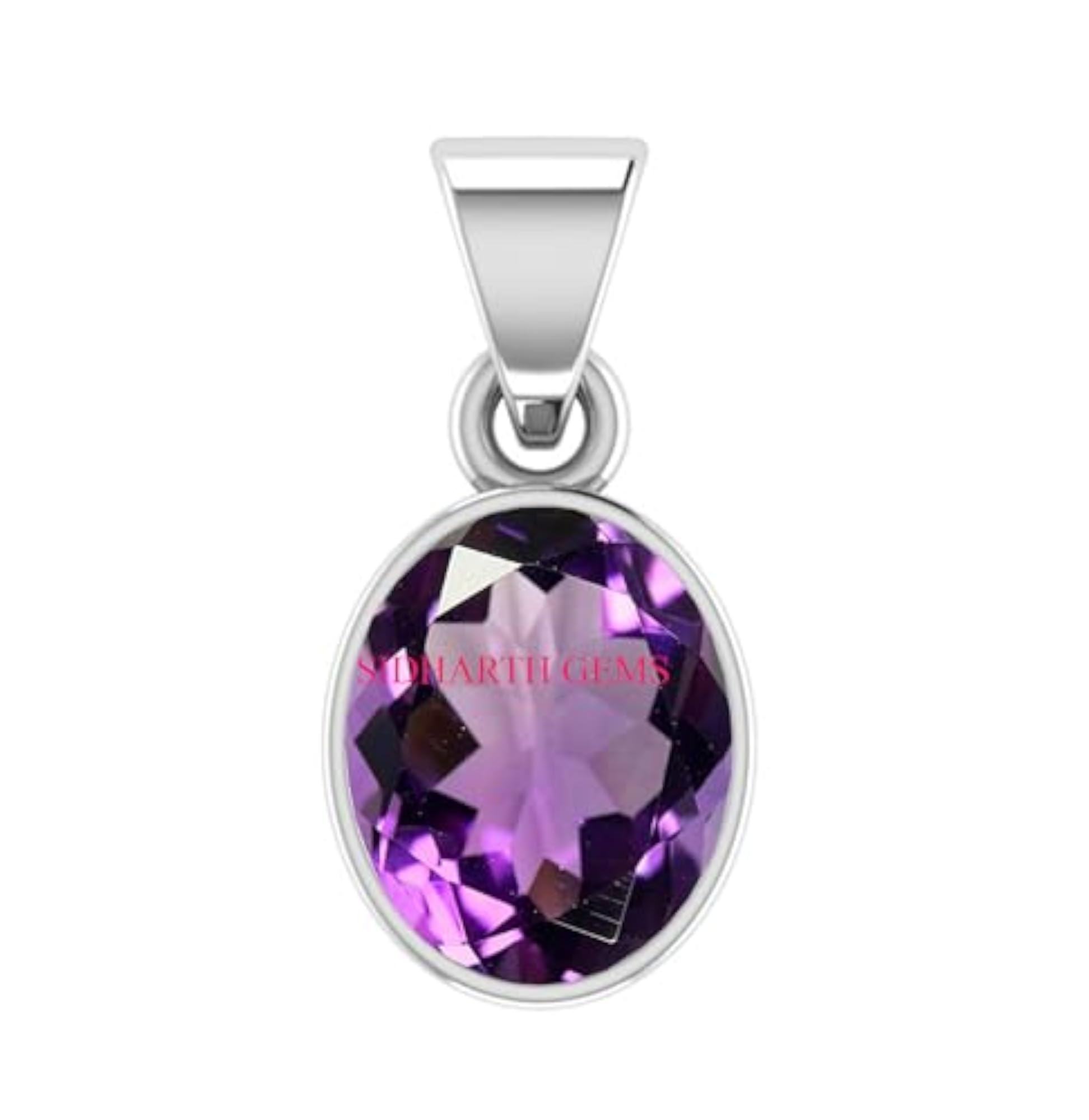 7 Carat Natural Katela Amethyst Silver Plated Pendant, Unisex