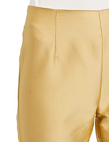 Image of Rangriti Gold Poly Cotton Slim Pants for Women