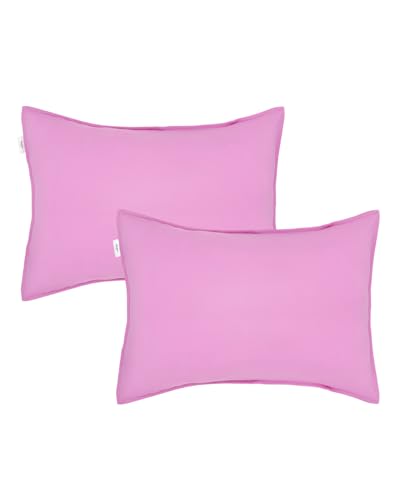 Image of ALVABABY Toddler Pillowcase Stretchy Nylon&Spandex Soft Kids Pillow Cover 2 Pack Fit 13 inchx 18 inch or 12 inchx16 inch Envelope for Girl Boy Travel Pink